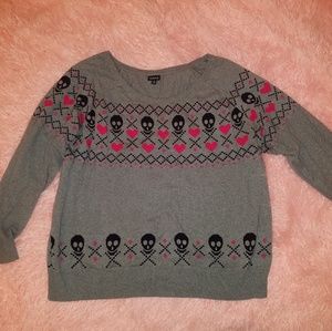 Torrid Skull Fair Isle Grey Sweater 3x